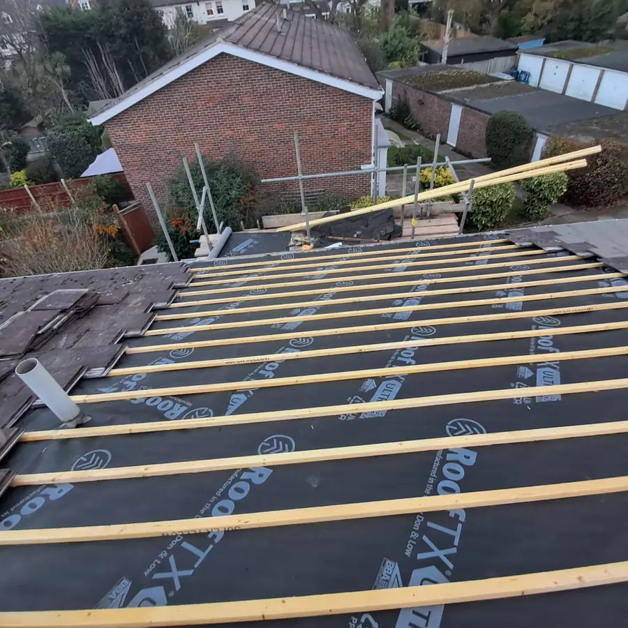 New battens fixed on breathable membrane