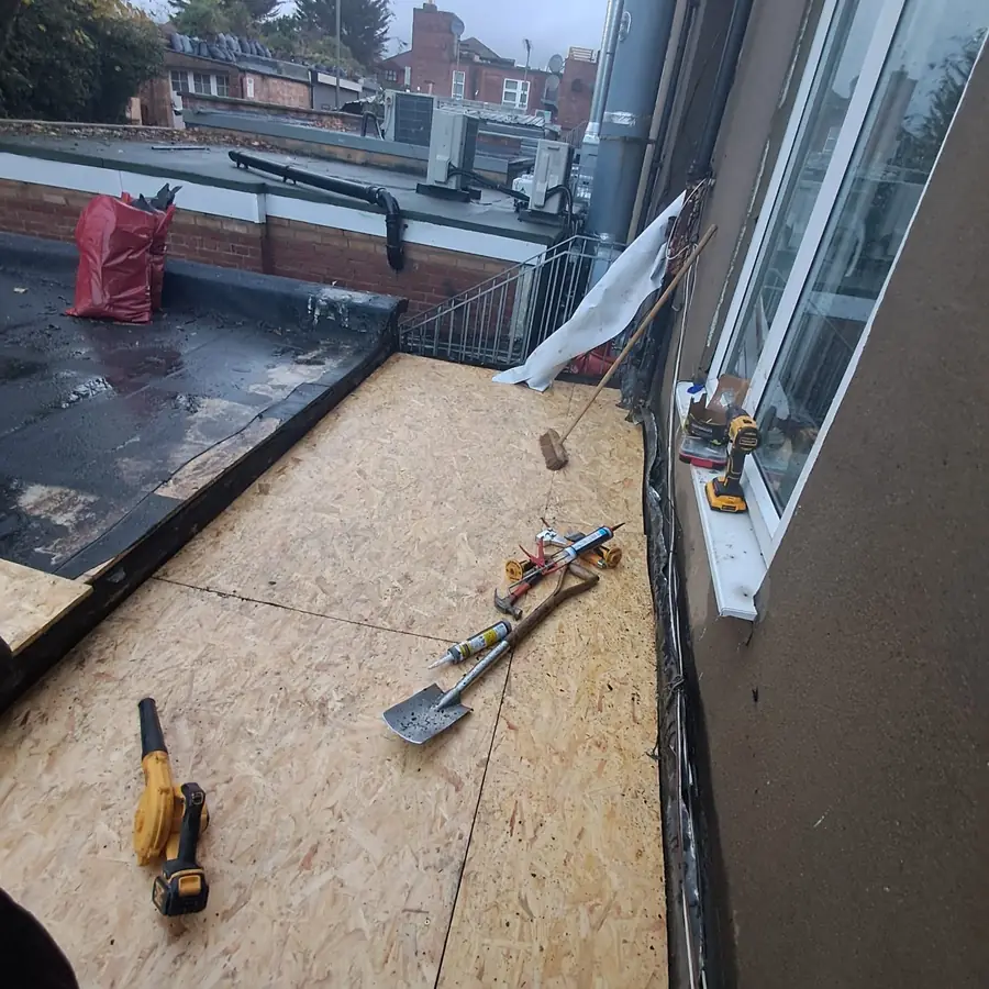 OSB deck being laid on a flat roof