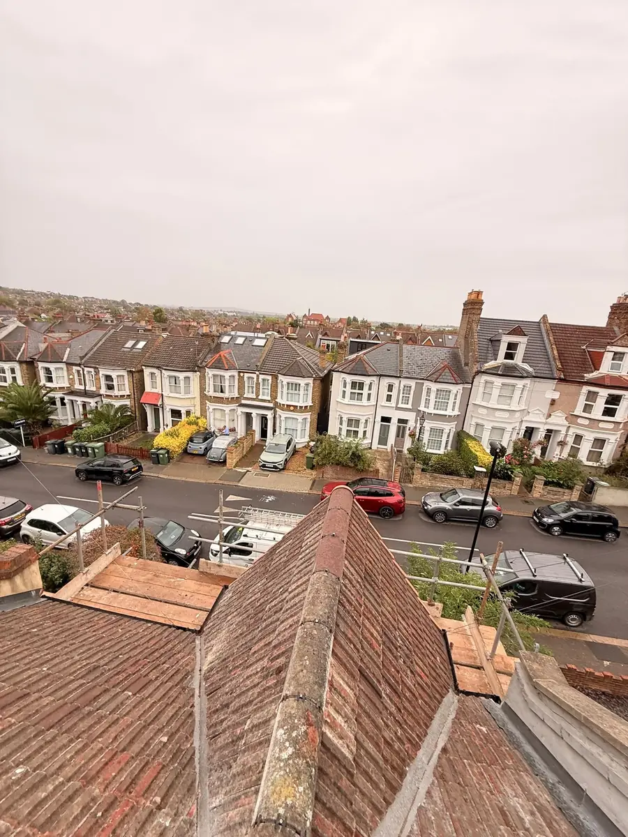 Worn terrace roof looking across the rooftops